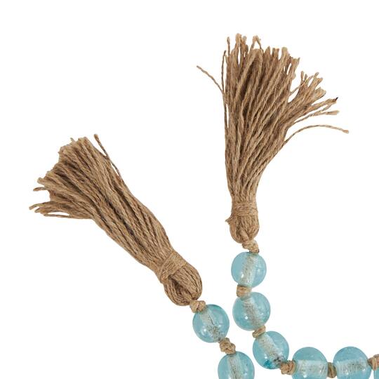 Ivory and Iris 87" Handmade Round Glass Beaded Garland with Jute Tassel